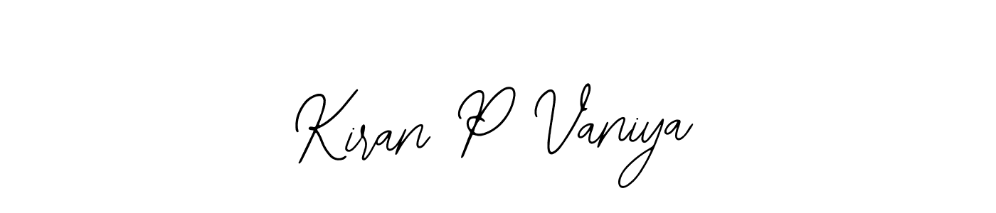How to make Kiran P Vaniya name signature. Use Bearetta-2O07w style for creating short signs online. This is the latest handwritten sign. Kiran P Vaniya signature style 12 images and pictures png