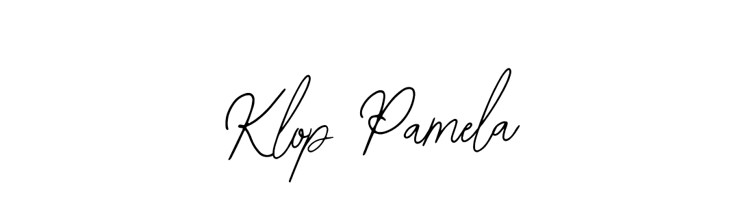 You should practise on your own different ways (Bearetta-2O07w) to write your name (Klop Pamela) in signature. don't let someone else do it for you. Klop Pamela signature style 12 images and pictures png