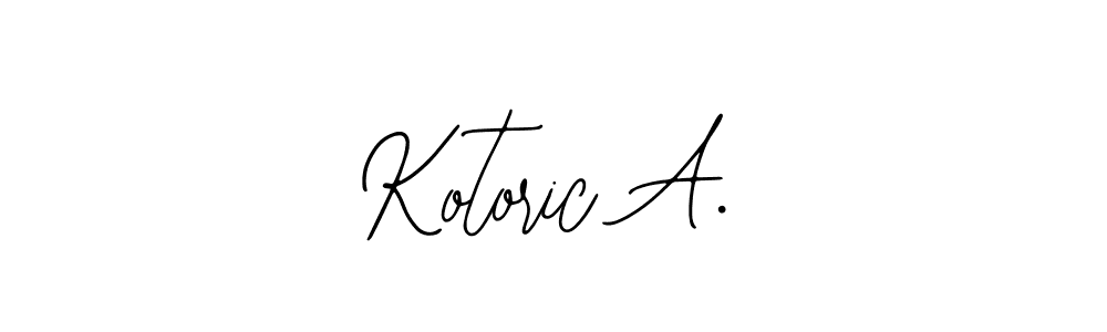 The best way (Bearetta-2O07w) to make a short signature is to pick only two or three words in your name. The name Kotoric A. include a total of six letters. For converting this name. Kotoric A. signature style 12 images and pictures png