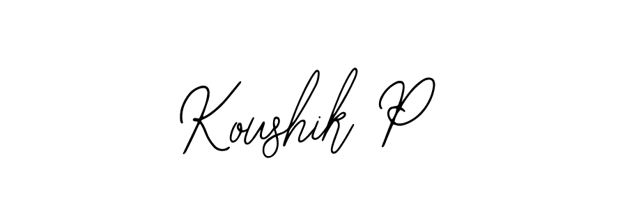 How to make Koushik P name signature. Use Bearetta-2O07w style for creating short signs online. This is the latest handwritten sign. Koushik P signature style 12 images and pictures png