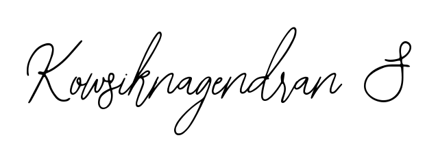 You should practise on your own different ways (Bearetta-2O07w) to write your name (Kowsiknagendran S) in signature. Don't let someone else do it for you. Kowsiknagendran S signature style 12 images and pictures png