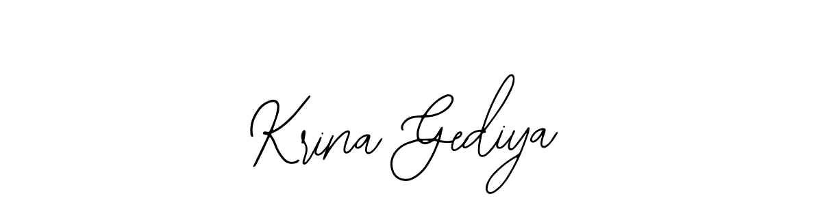 How to Draw Krina Gediya signature style? Bearetta-2O07w is a latest design signature styles for name Krina Gediya. Krina Gediya signature style 12 images and pictures png