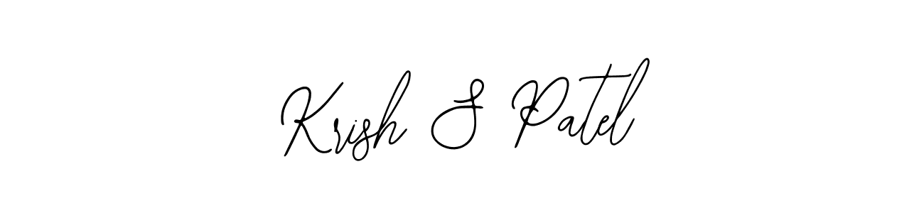 The best way (Bearetta-2O07w) to make a short signature is to pick only two or three words in your name. The name Krish S Patel include a total of six letters. For converting this name. Krish S Patel signature style 12 images and pictures png