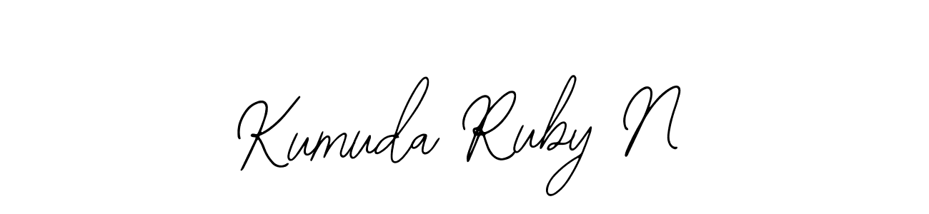 How to make Kumuda Ruby N name signature. Use Bearetta-2O07w style for creating short signs online. This is the latest handwritten sign. Kumuda Ruby N signature style 12 images and pictures png