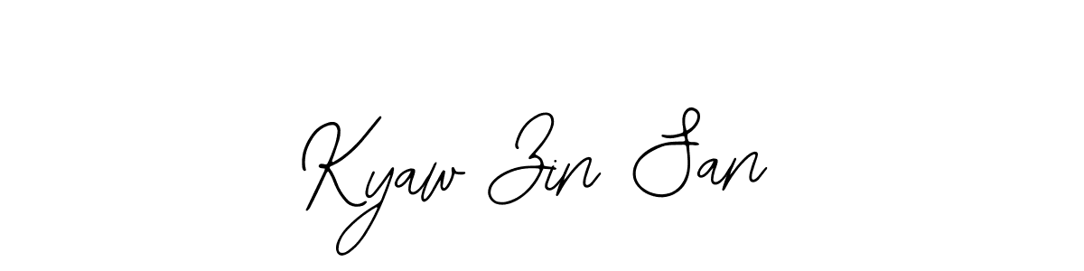 How to make Kyaw Zin San name signature. Use Bearetta-2O07w style for creating short signs online. This is the latest handwritten sign. Kyaw Zin San signature style 12 images and pictures png