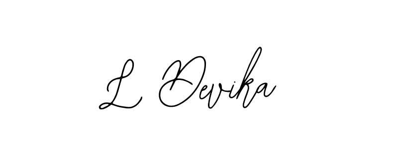 The best way (Bearetta-2O07w) to make a short signature is to pick only two or three words in your name. The name L Devika include a total of six letters. For converting this name. L Devika signature style 12 images and pictures png