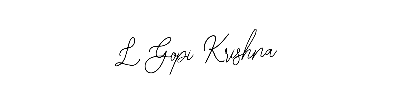 How to make L Gopi Krishna name signature. Use Bearetta-2O07w style for creating short signs online. This is the latest handwritten sign. L Gopi Krishna signature style 12 images and pictures png