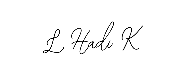 You should practise on your own different ways (Bearetta-2O07w) to write your name (L Hadi K) in signature. don't let someone else do it for you. L Hadi K signature style 12 images and pictures png