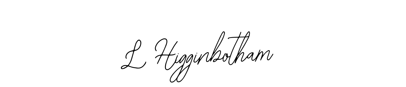 Similarly Bearetta-2O07w is the best handwritten signature design. Signature creator online .You can use it as an online autograph creator for name L Higginbotham. L Higginbotham signature style 12 images and pictures png
