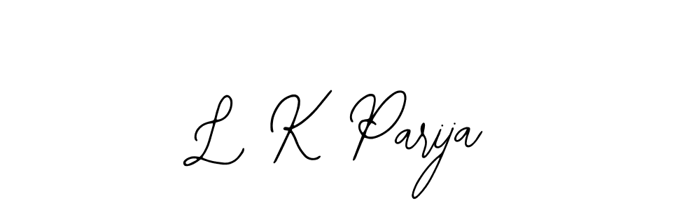 The best way (Bearetta-2O07w) to make a short signature is to pick only two or three words in your name. The name L K Parija include a total of six letters. For converting this name. L K Parija signature style 12 images and pictures png