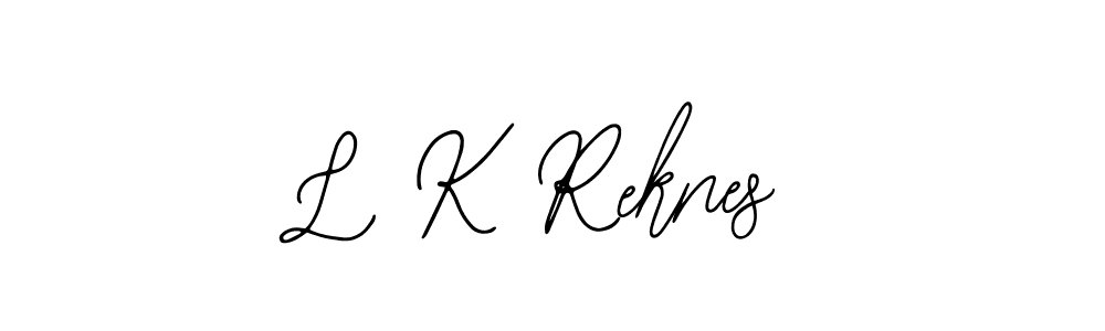 How to make L K Reknes name signature. Use Bearetta-2O07w style for creating short signs online. This is the latest handwritten sign. L K Reknes signature style 12 images and pictures png