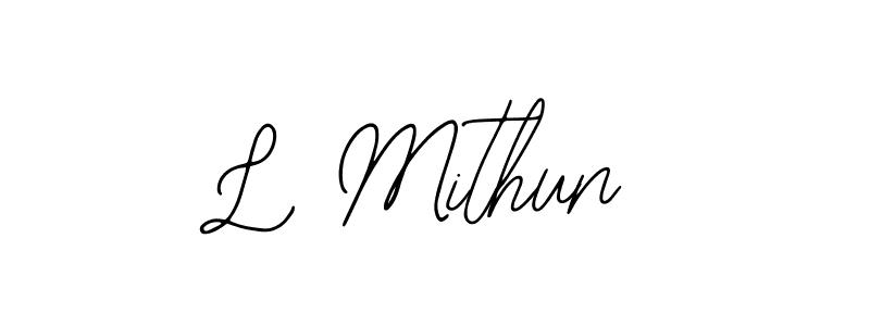 The best way (Bearetta-2O07w) to make a short signature is to pick only two or three words in your name. The name L Mithun include a total of six letters. For converting this name. L Mithun signature style 12 images and pictures png