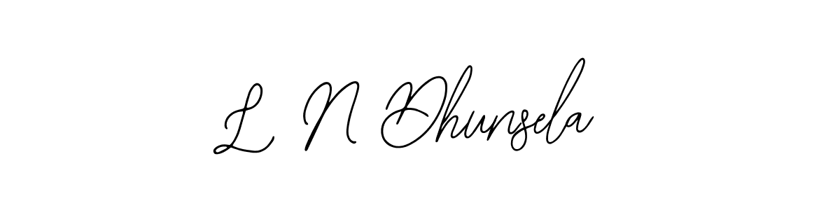 The best way (Bearetta-2O07w) to make a short signature is to pick only two or three words in your name. The name L N Dhunsela include a total of six letters. For converting this name. L N Dhunsela signature style 12 images and pictures png