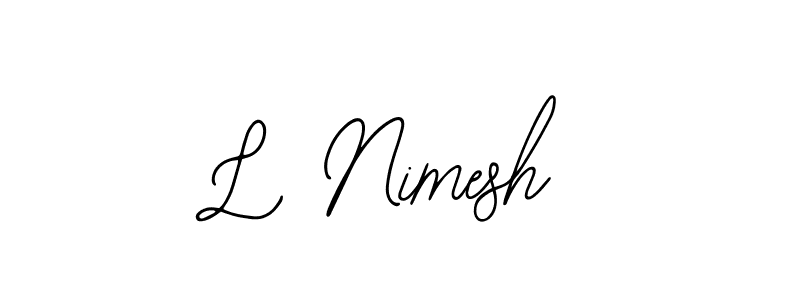 The best way (Bearetta-2O07w) to make a short signature is to pick only two or three words in your name. The name L Nimesh include a total of six letters. For converting this name. L Nimesh signature style 12 images and pictures png