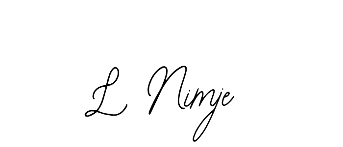 Also You can easily find your signature by using the search form. We will create L Nimje name handwritten signature images for you free of cost using Bearetta-2O07w sign style. L Nimje signature style 12 images and pictures png