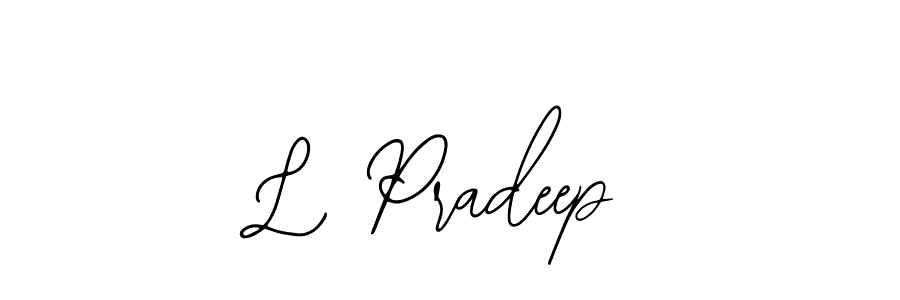 if you are searching for the best signature style for your name L Pradeep. so please give up your signature search. here we have designed multiple signature styles  using Bearetta-2O07w. L Pradeep signature style 12 images and pictures png