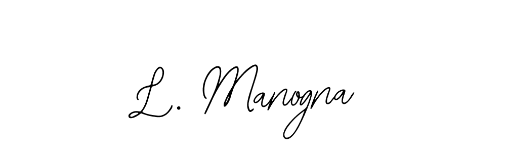 You should practise on your own different ways (Bearetta-2O07w) to write your name (L. Manogna) in signature. don't let someone else do it for you. L. Manogna signature style 12 images and pictures png