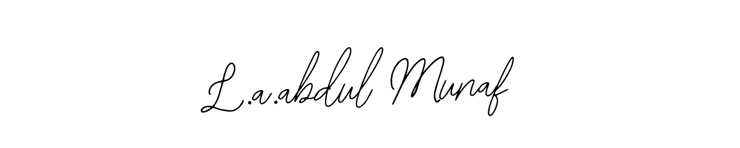 Also You can easily find your signature by using the search form. We will create L.a.abdul Munaf name handwritten signature images for you free of cost using Bearetta-2O07w sign style. L.a.abdul Munaf signature style 12 images and pictures png