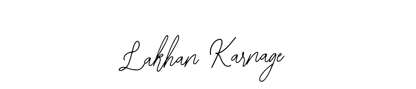 Also You can easily find your signature by using the search form. We will create Lakhan Karnage name handwritten signature images for you free of cost using Bearetta-2O07w sign style. Lakhan Karnage signature style 12 images and pictures png