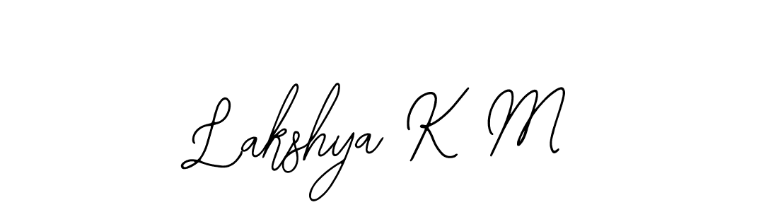 How to make Lakshya K M name signature. Use Bearetta-2O07w style for creating short signs online. This is the latest handwritten sign. Lakshya K M signature style 12 images and pictures png