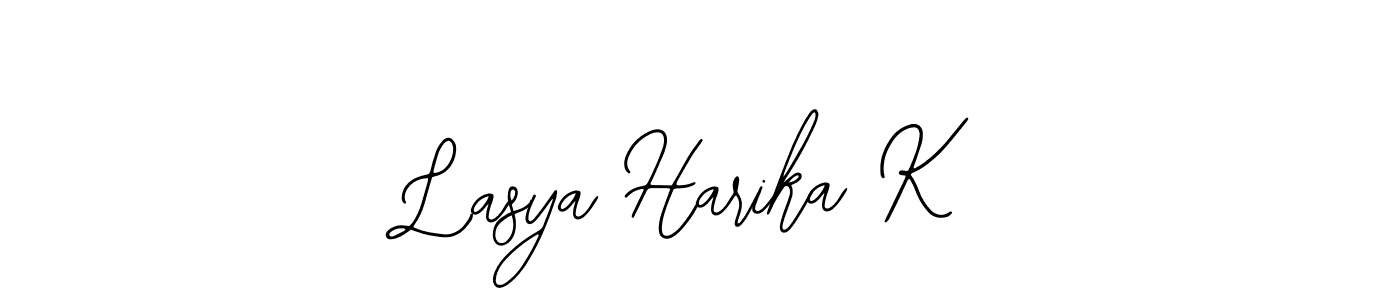 Bearetta-2O07w is a professional signature style that is perfect for those who want to add a touch of class to their signature. It is also a great choice for those who want to make their signature more unique. Get Lasya Harika K name to fancy signature for free. Lasya Harika K signature style 12 images and pictures png
