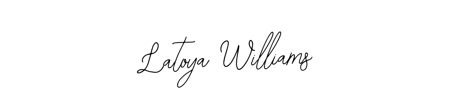 Design your own signature with our free online signature maker. With this signature software, you can create a handwritten (Bearetta-2O07w) signature for name Latoya Williams. Latoya Williams signature style 12 images and pictures png