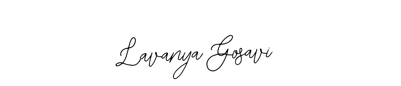 You should practise on your own different ways (Bearetta-2O07w) to write your name (Lavanya Gosavi) in signature. don't let someone else do it for you. Lavanya Gosavi signature style 12 images and pictures png