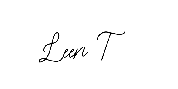 How to make Leen T name signature. Use Bearetta-2O07w style for creating short signs online. This is the latest handwritten sign. Leen T signature style 12 images and pictures png