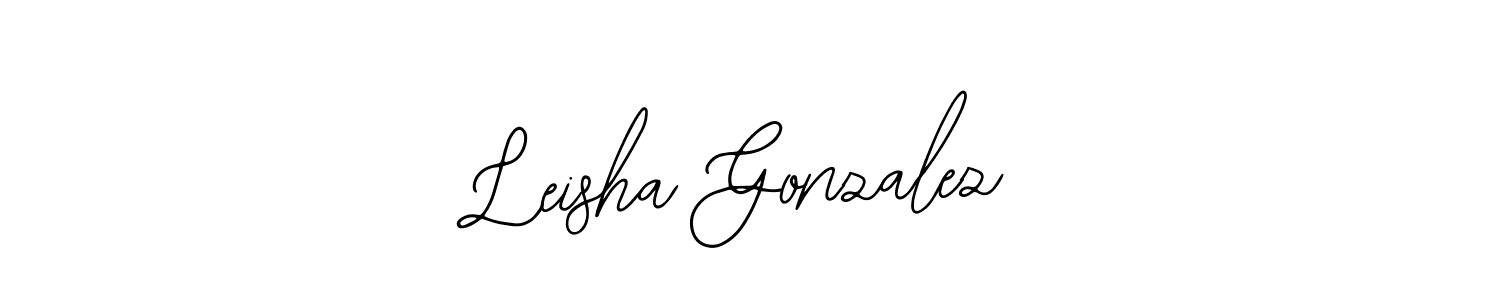 You should practise on your own different ways (Bearetta-2O07w) to write your name (Leisha Gonzalez) in signature. don't let someone else do it for you. Leisha Gonzalez signature style 12 images and pictures png
