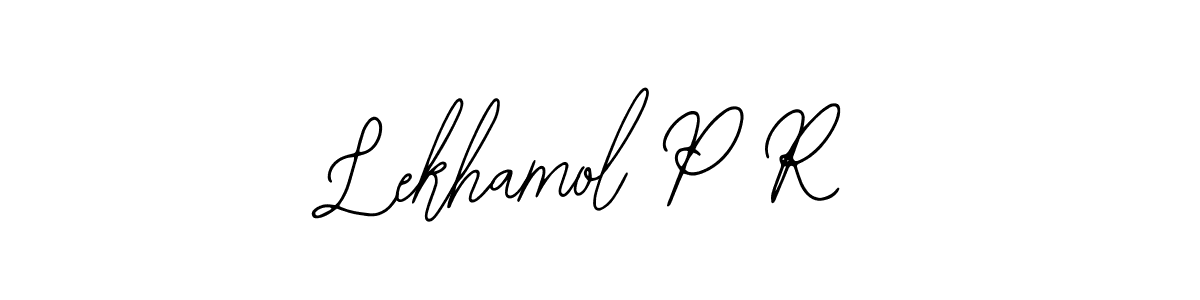 The best way (Bearetta-2O07w) to make a short signature is to pick only two or three words in your name. The name Lekhamol P R include a total of six letters. For converting this name. Lekhamol P R signature style 12 images and pictures png