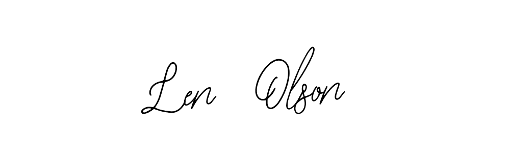 You should practise on your own different ways (Bearetta-2O07w) to write your name (Len  Olson) in signature. don't let someone else do it for you. Len  Olson signature style 12 images and pictures png