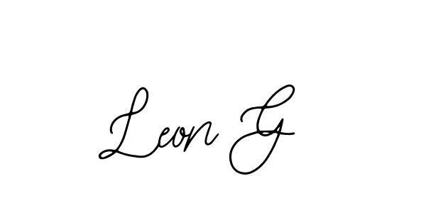 How to make Leon G name signature. Use Bearetta-2O07w style for creating short signs online. This is the latest handwritten sign. Leon G signature style 12 images and pictures png