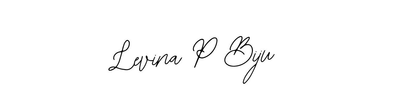 How to make Levina P Biju name signature. Use Bearetta-2O07w style for creating short signs online. This is the latest handwritten sign. Levina P Biju signature style 12 images and pictures png