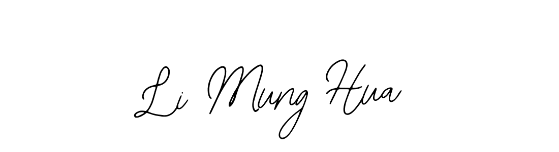 Bearetta-2O07w is a professional signature style that is perfect for those who want to add a touch of class to their signature. It is also a great choice for those who want to make their signature more unique. Get Li Mung Hua name to fancy signature for free. Li Mung Hua signature style 12 images and pictures png