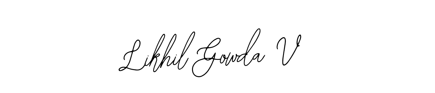 Also You can easily find your signature by using the search form. We will create Likhil Gowda V name handwritten signature images for you free of cost using Bearetta-2O07w sign style. Likhil Gowda V signature style 12 images and pictures png