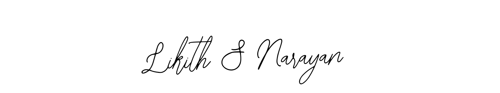 How to make Likith S Narayan name signature. Use Bearetta-2O07w style for creating short signs online. This is the latest handwritten sign. Likith S Narayan signature style 12 images and pictures png