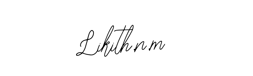 The best way (Bearetta-2O07w) to make a short signature is to pick only two or three words in your name. The name Likith.n.m include a total of six letters. For converting this name. Likith.n.m signature style 12 images and pictures png