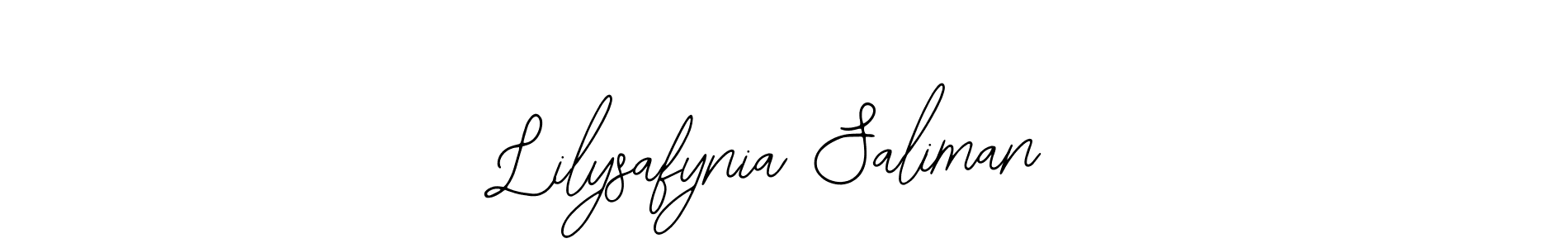 Bearetta-2O07w is a professional signature style that is perfect for those who want to add a touch of class to their signature. It is also a great choice for those who want to make their signature more unique. Get Lilysafynia Saliman name to fancy signature for free. Lilysafynia Saliman signature style 12 images and pictures png