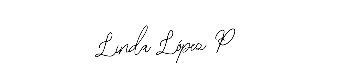 How to make Linda López P name signature. Use Bearetta-2O07w style for creating short signs online. This is the latest handwritten sign. Linda López P signature style 12 images and pictures png