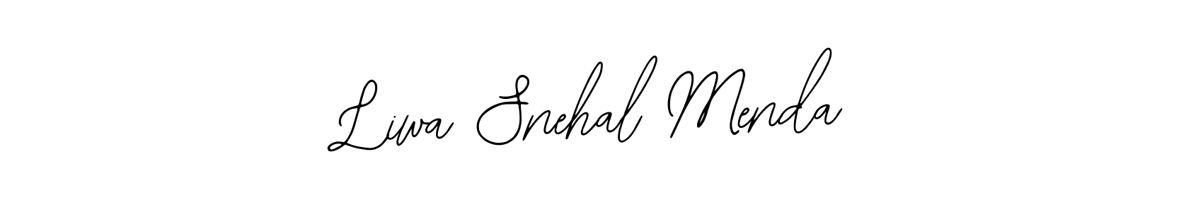You should practise on your own different ways (Bearetta-2O07w) to write your name (Liwa Snehal Menda) in signature. don't let someone else do it for you. Liwa Snehal Menda signature style 12 images and pictures png