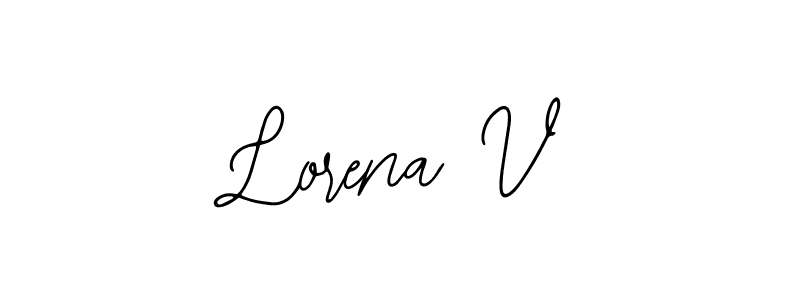 You should practise on your own different ways (Bearetta-2O07w) to write your name (Lorena V) in signature. don't let someone else do it for you. Lorena V signature style 12 images and pictures png