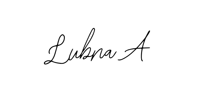 How to make Lubna A name signature. Use Bearetta-2O07w style for creating short signs online. This is the latest handwritten sign. Lubna A signature style 12 images and pictures png