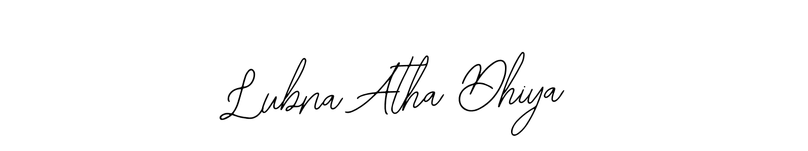 The best way (Bearetta-2O07w) to make a short signature is to pick only two or three words in your name. The name Lubna Atha Dhiya include a total of six letters. For converting this name. Lubna Atha Dhiya signature style 12 images and pictures png