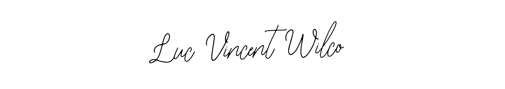 You should practise on your own different ways (Bearetta-2O07w) to write your name (Luc Vincent Wilco) in signature. don't let someone else do it for you. Luc Vincent Wilco signature style 12 images and pictures png