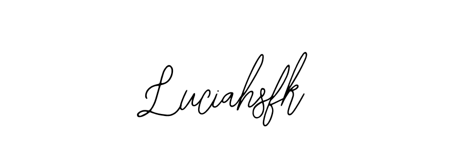 Bearetta-2O07w is a professional signature style that is perfect for those who want to add a touch of class to their signature. It is also a great choice for those who want to make their signature more unique. Get Luciahsfk name to fancy signature for free. Luciahsfk signature style 12 images and pictures png