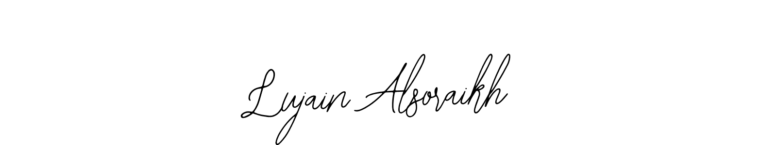 Also You can easily find your signature by using the search form. We will create Lujain Alsoraikh name handwritten signature images for you free of cost using Bearetta-2O07w sign style. Lujain Alsoraikh signature style 12 images and pictures png