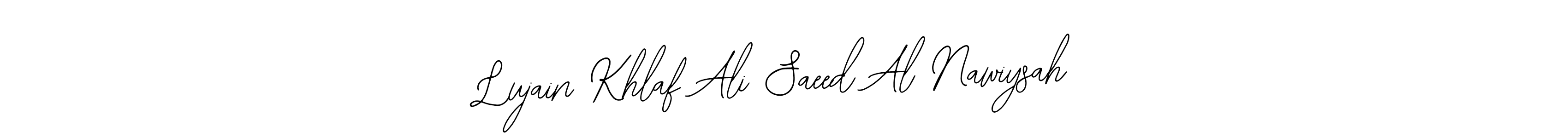 The best way (Bearetta-2O07w) to make a short signature is to pick only two or three words in your name. The name Lujain Khlaf Ali Saeed Al Nawiysah include a total of six letters. For converting this name. Lujain Khlaf Ali Saeed Al Nawiysah signature style 12 images and pictures png