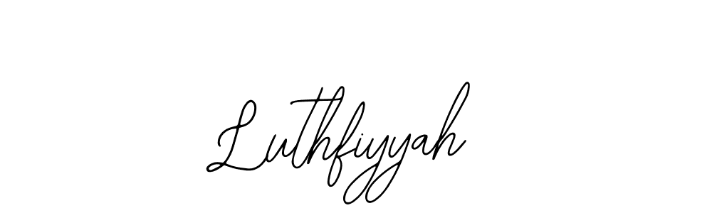 The best way (Bearetta-2O07w) to make a short signature is to pick only two or three words in your name. The name Luthfiyyah include a total of six letters. For converting this name. Luthfiyyah signature style 12 images and pictures png