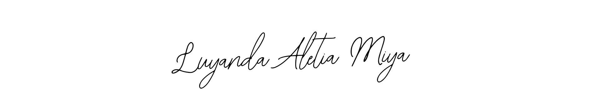 Bearetta-2O07w is a professional signature style that is perfect for those who want to add a touch of class to their signature. It is also a great choice for those who want to make their signature more unique. Get Luyanda Aletia Miya name to fancy signature for free. Luyanda Aletia Miya signature style 12 images and pictures png