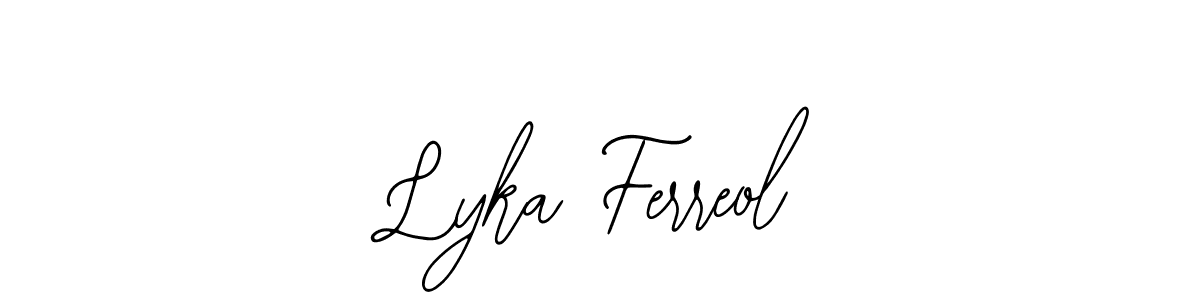 Bearetta-2O07w is a professional signature style that is perfect for those who want to add a touch of class to their signature. It is also a great choice for those who want to make their signature more unique. Get Lyka Ferreol name to fancy signature for free. Lyka Ferreol signature style 12 images and pictures png